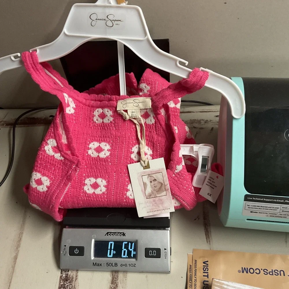 Jessica Simpson Girls Hot Pink Floral Knit Tank‎ Top & Shorts Set Size 6X